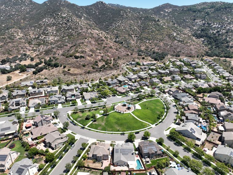 Aerial view of neighborhood